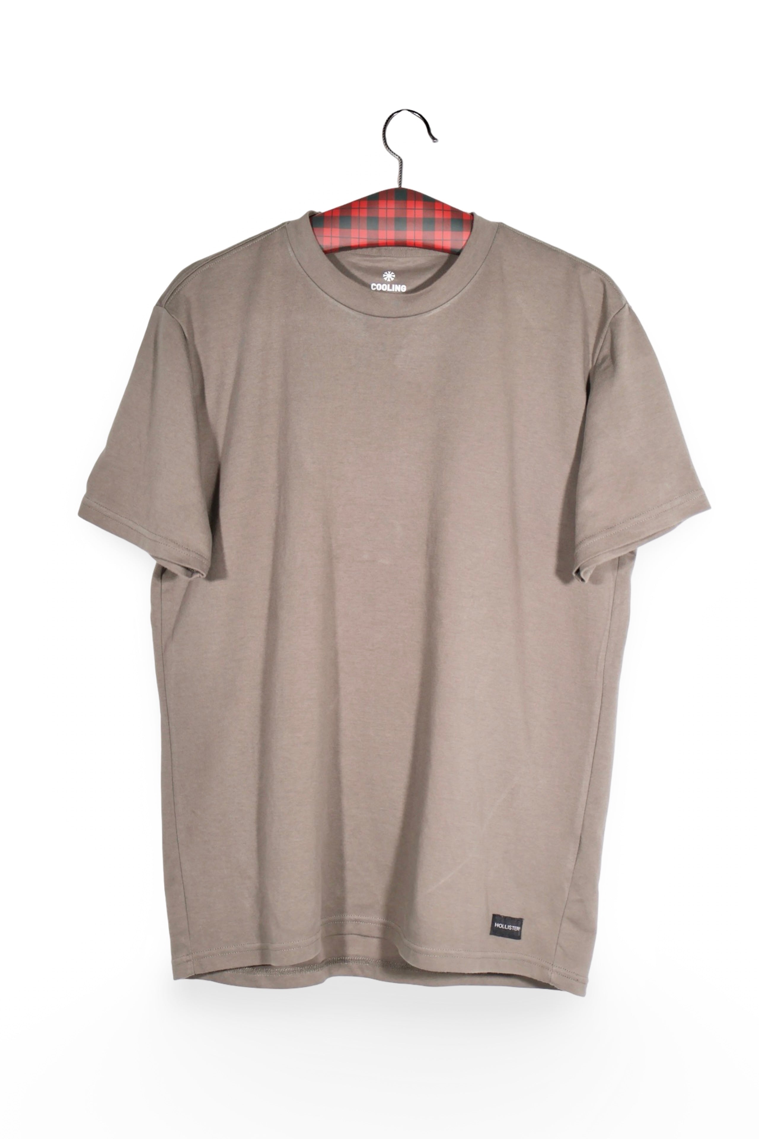 Tricou - Hollister gri-bej din bumbac cu croială lejeră – M – Bărbați - fata