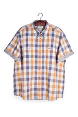 Cămașă - Camel multicolor din bumbac in carouri cu croială regular fit – XXL – Bărbați - fata