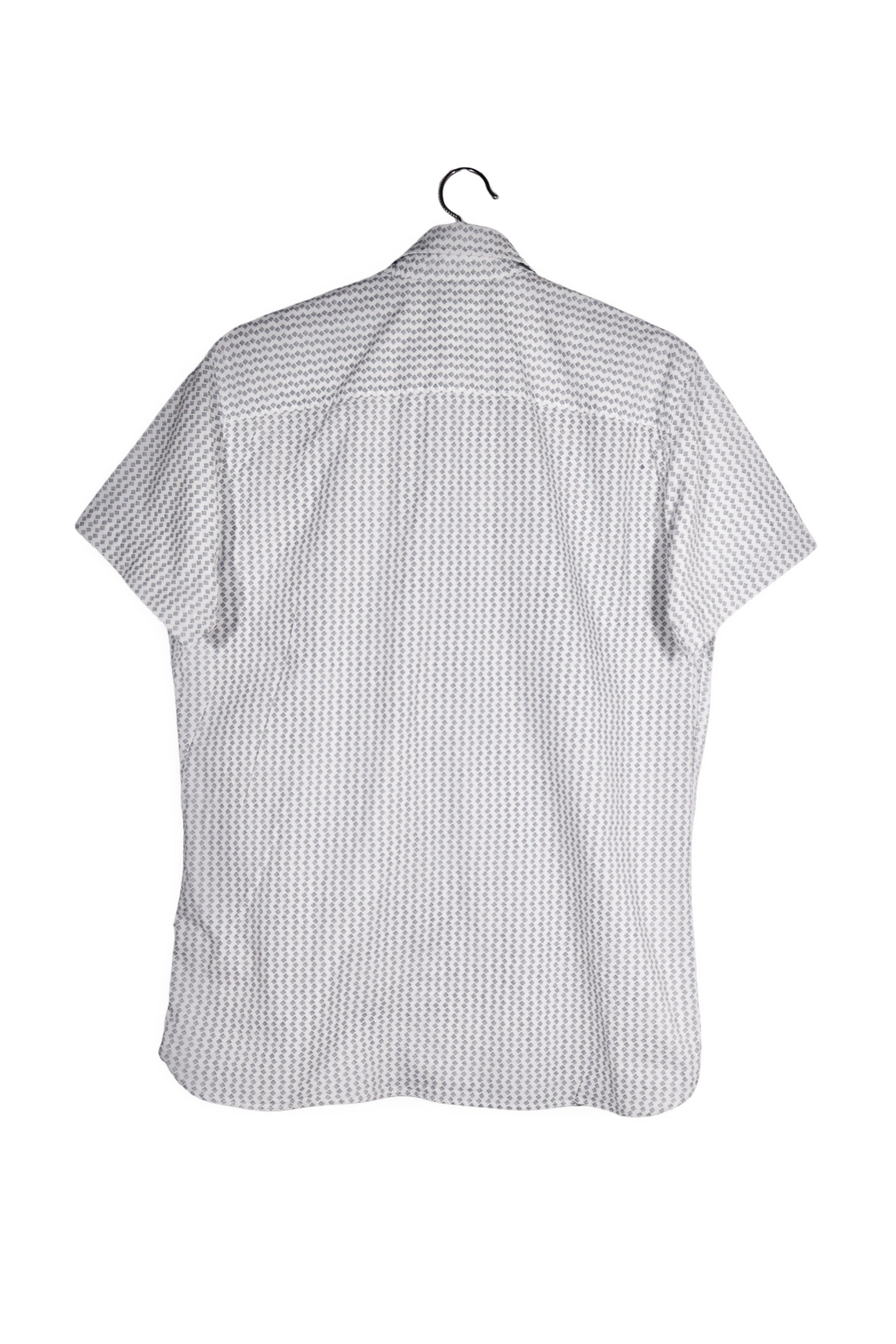 Cămașă - SELECTED HOMME albă din bumbac cu imprimeu geometric fin – M – Bărbați - spate