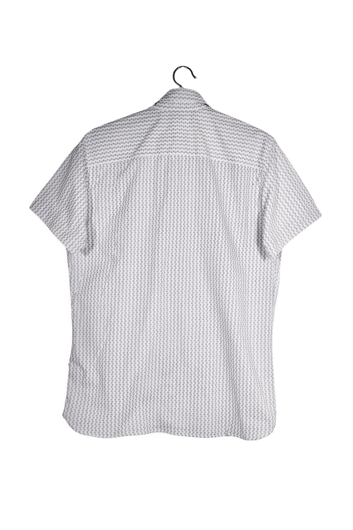 Cămașă - SELECTED HOMME albă din bumbac cu imprimeu geometric fin – M – Bărbați - spate