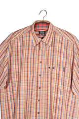 Cămașă - Camel multicolor din bumbac in carouri cu croială relaxată – XL – Bărbați - detaliu