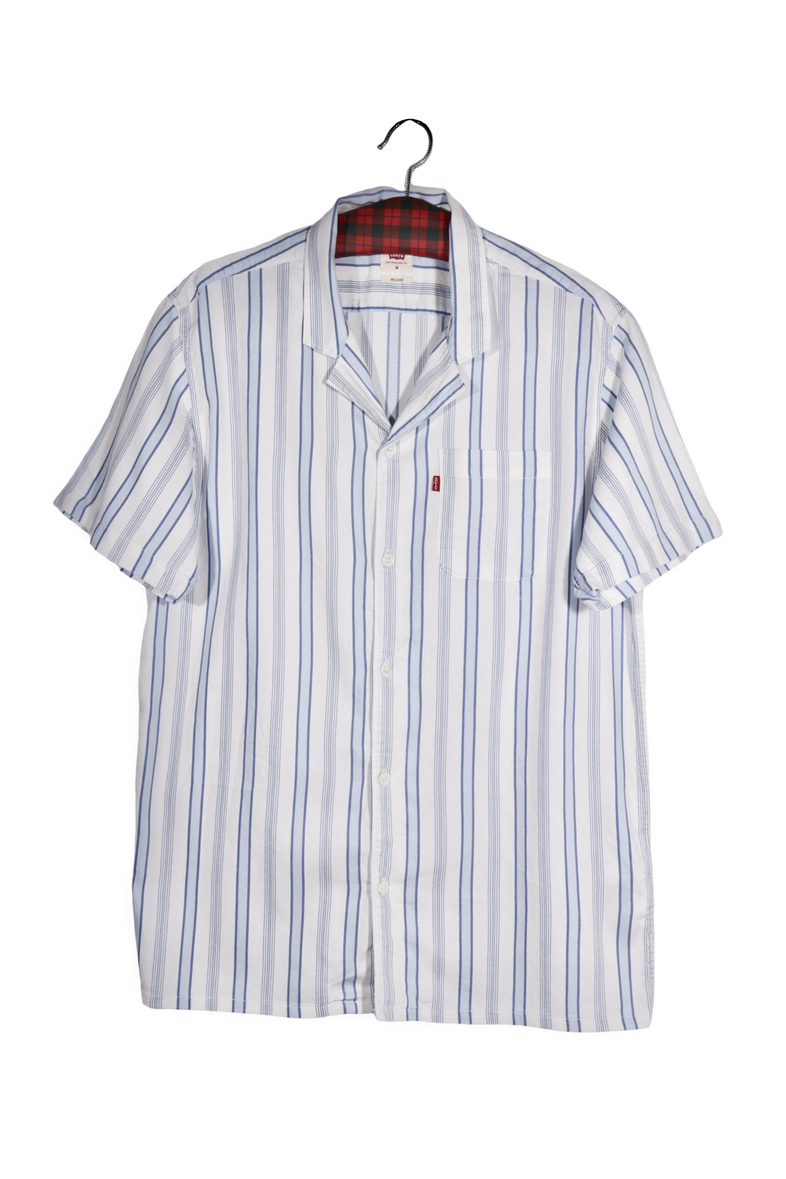 Cămașă - Levi's albă cu dungi albastre din lyocell și bumbac – M – Bărbați - fata