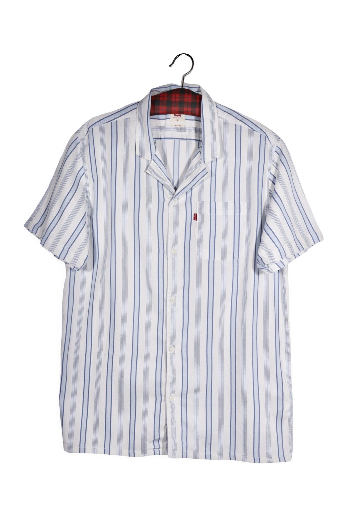 Cămașă - Levi's albă cu dungi albastre din lyocell și bumbac – M – Bărbați - fata