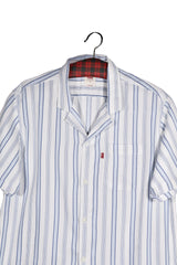 Cămașă - Levi's albă cu dungi albastre din lyocell și bumbac – M – Bărbați - detaliu