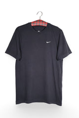 Tricou - NIKE negru din bumbac cu logo brodat pe piept – M – Bărbați - fata