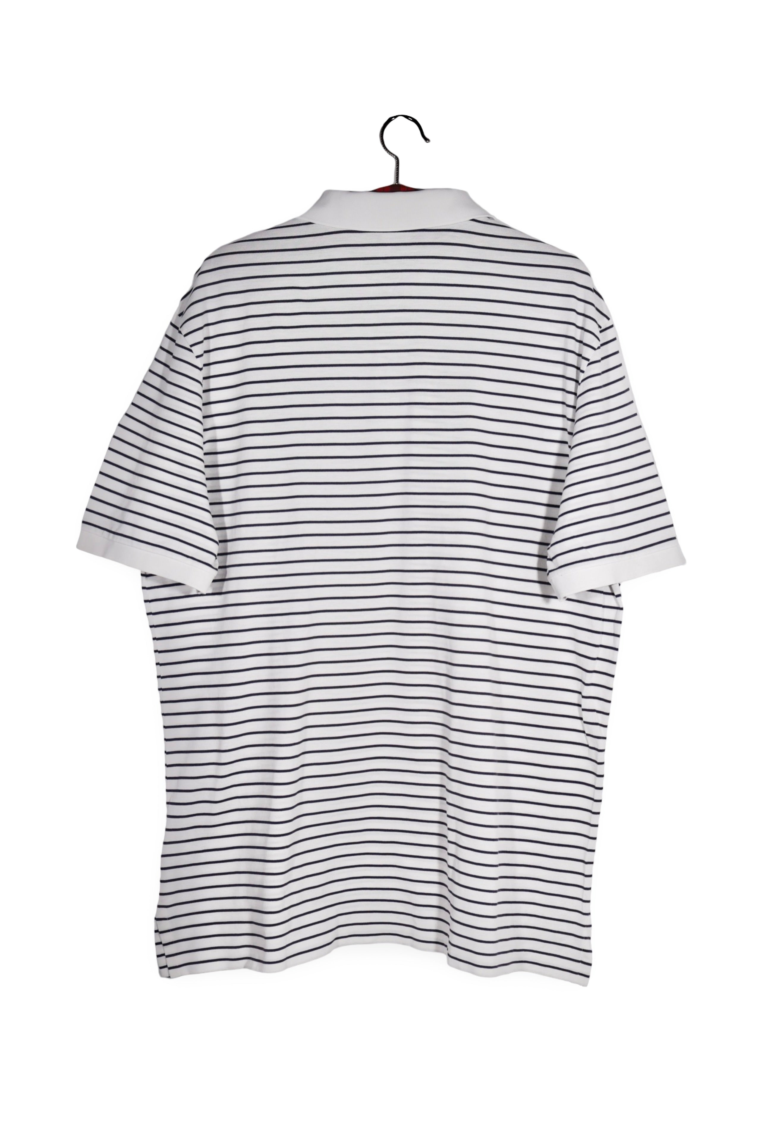Tricou - RALPH LAUREN albă cu dungi bleumarin si croiala relaxata – XL – Bărbați - spate