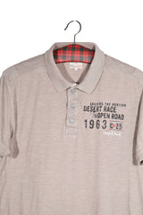 Tricou - Camp David bej din bumbac cu imprimeu grafic – L – Bărbați - detaliu