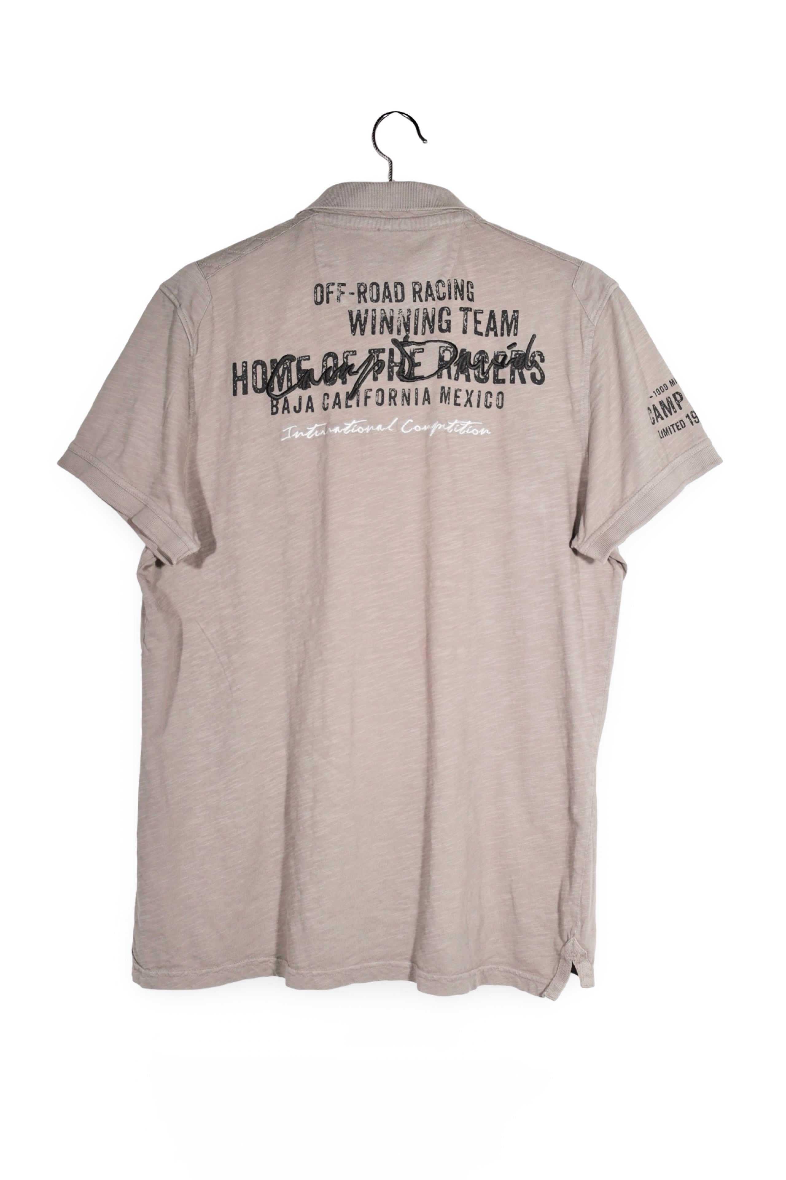 Tricou - Camp David bej din bumbac cu imprimeu grafic – L – Bărbați - spate