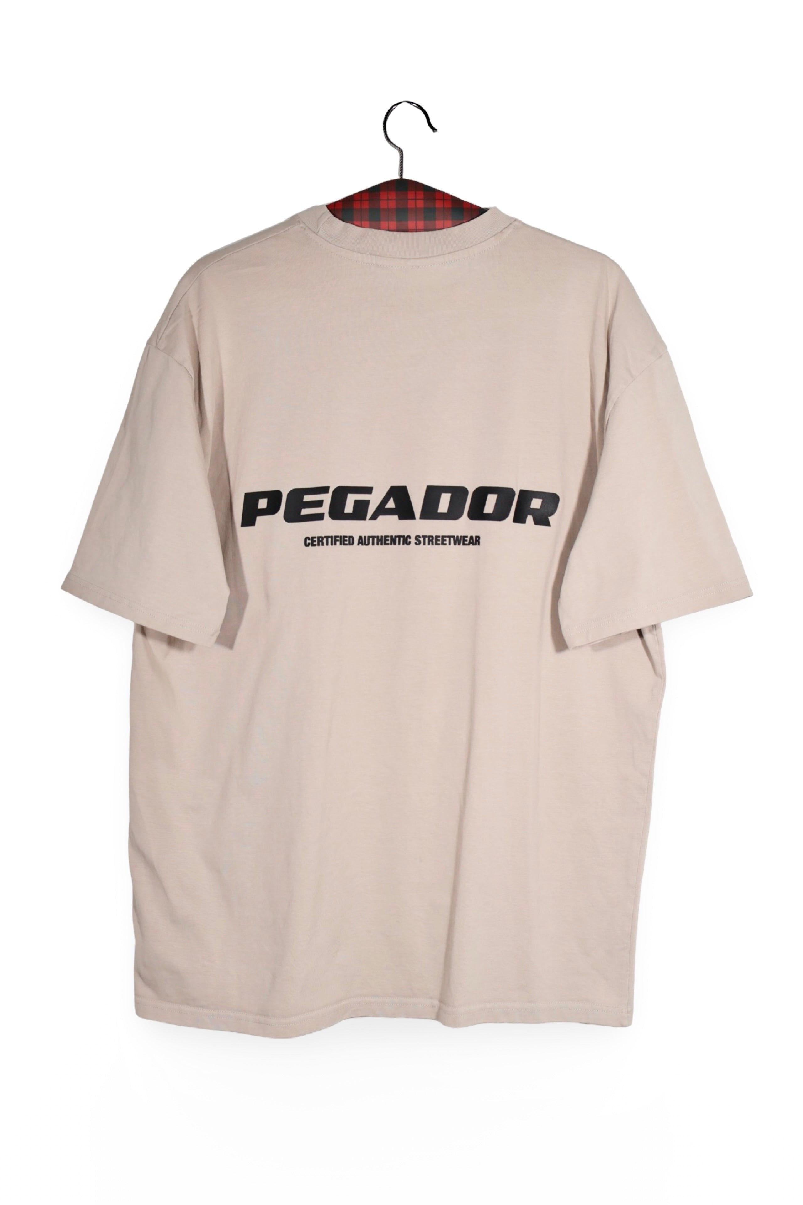 Tricou - Premium bej din bumbac cu print minimalist – M – Bărbați - spate