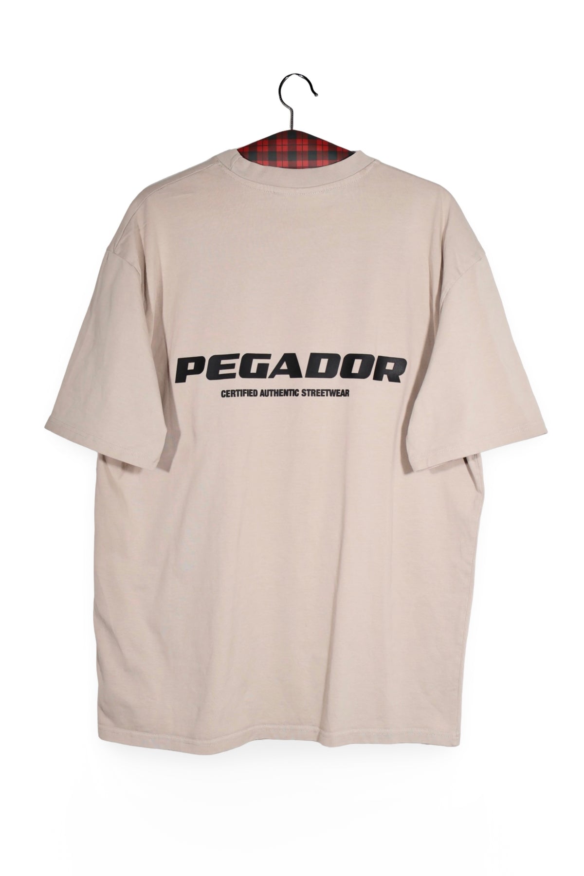 Tricou - Premium bej din bumbac cu print minimalist – M – Bărbați - spate