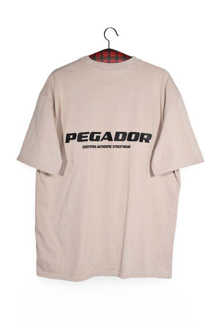 Tricou - Premium bej din bumbac cu print minimalist – M – Bărbați - spate
