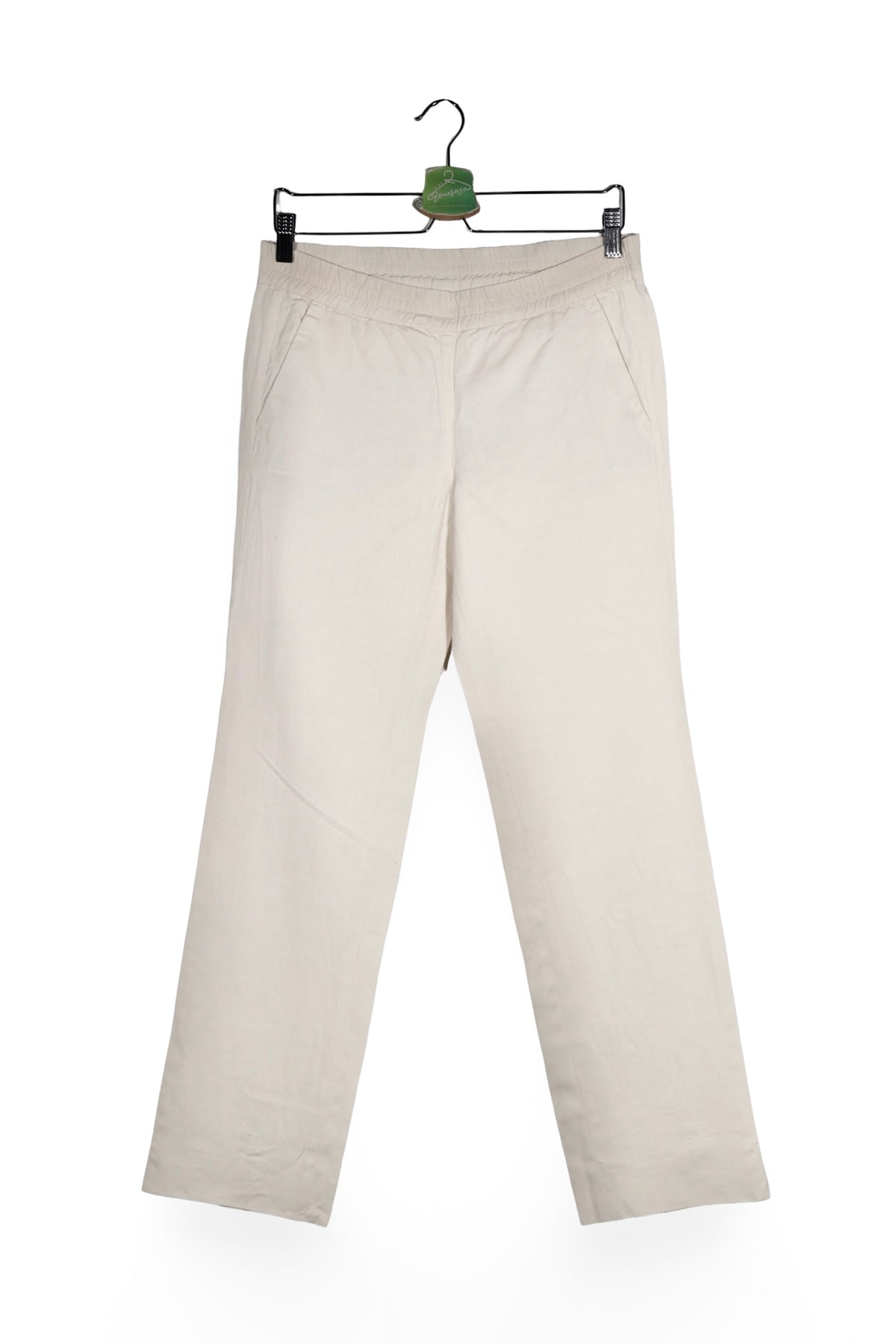 Pantaloni - MARC CAIN alb fildes din material fluid cu croială dreaptă – S – Femei - fata