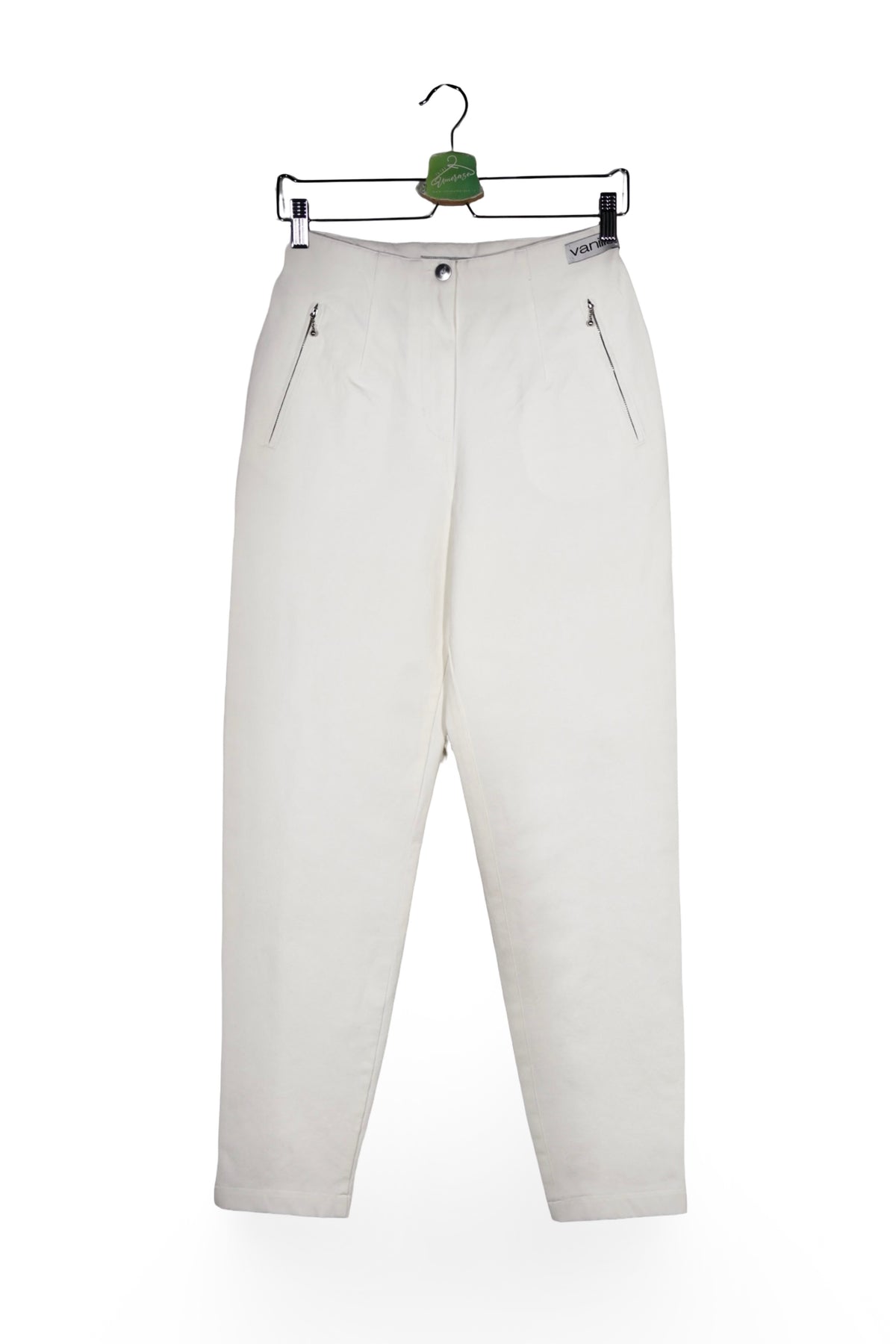 Pantaloni - Premium alb-crem din bumbac cu croială dreaptă – M – Femei - fata