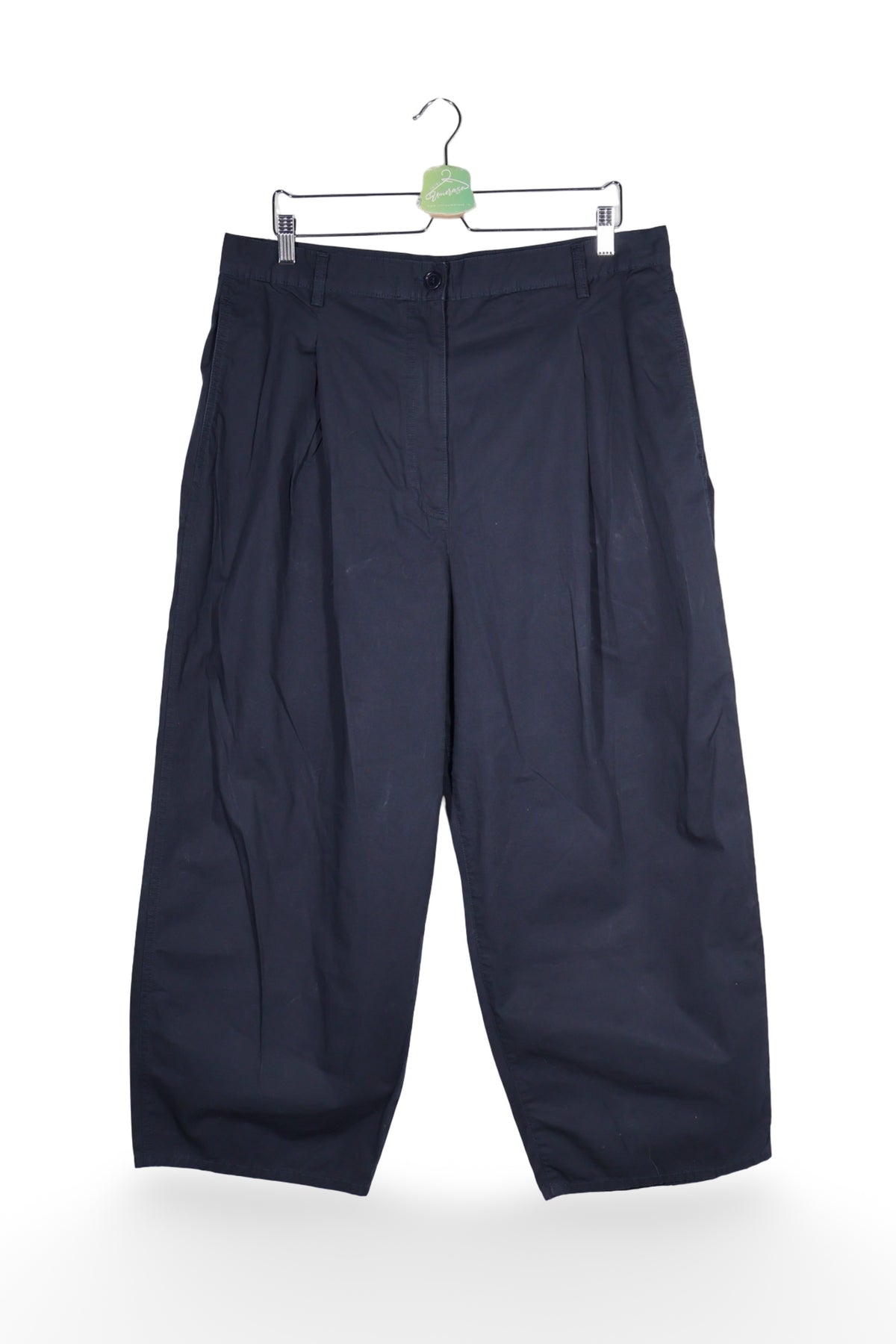 Pantaloni - COS bleumarin din bumbac cu croială amplă – XL – Femei - fata