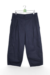 Pantaloni - COS bleumarin din bumbac cu croială amplă – XL – Femei - fata