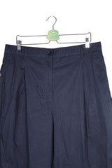 Pantaloni - COS bleumarin din bumbac cu croială amplă – XL – Femei - detaliu