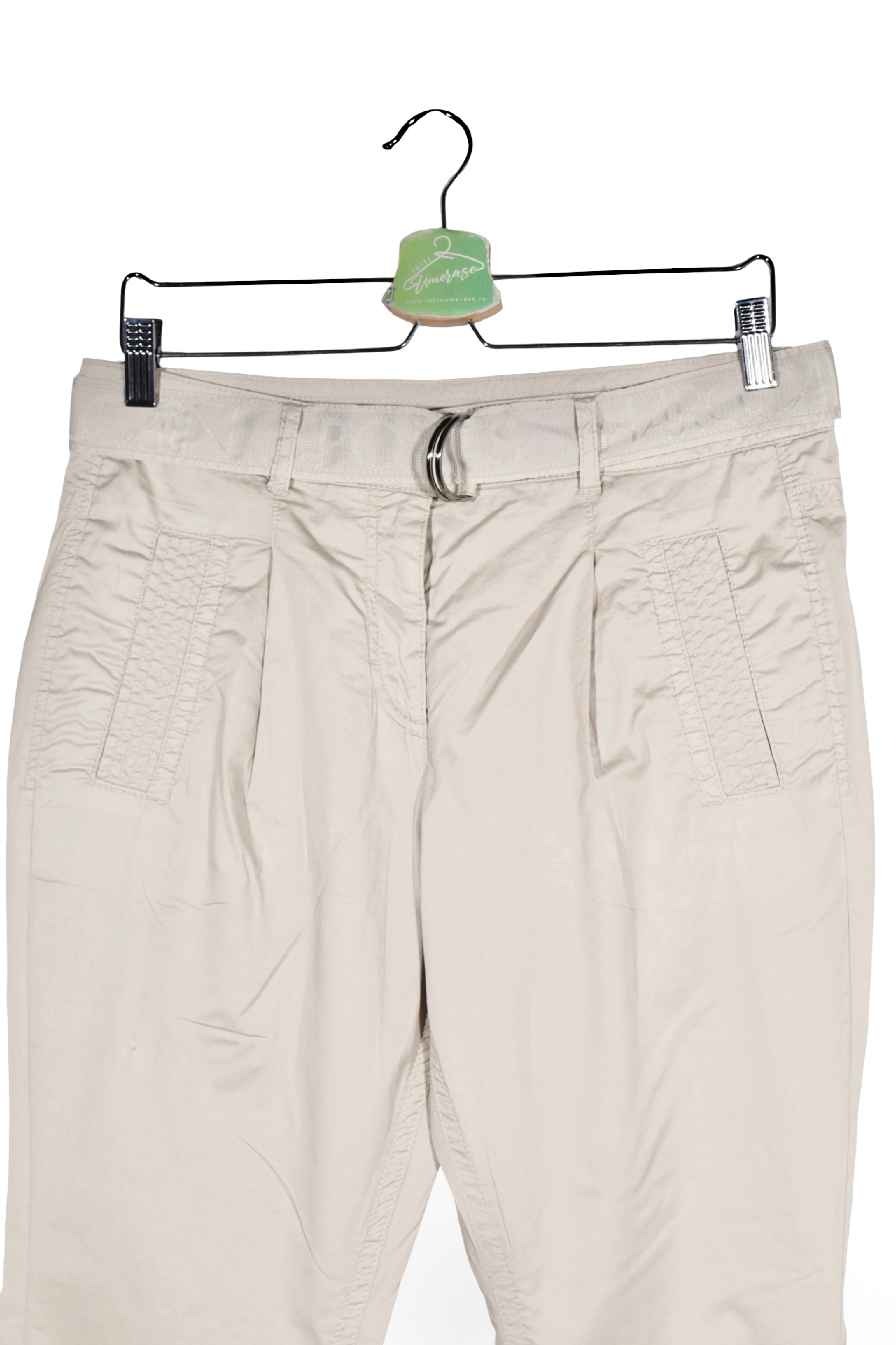 Pantaloni - MARC CAIN bej deschis din bumbac cu croială dreaptă – M – Femei - detaliu