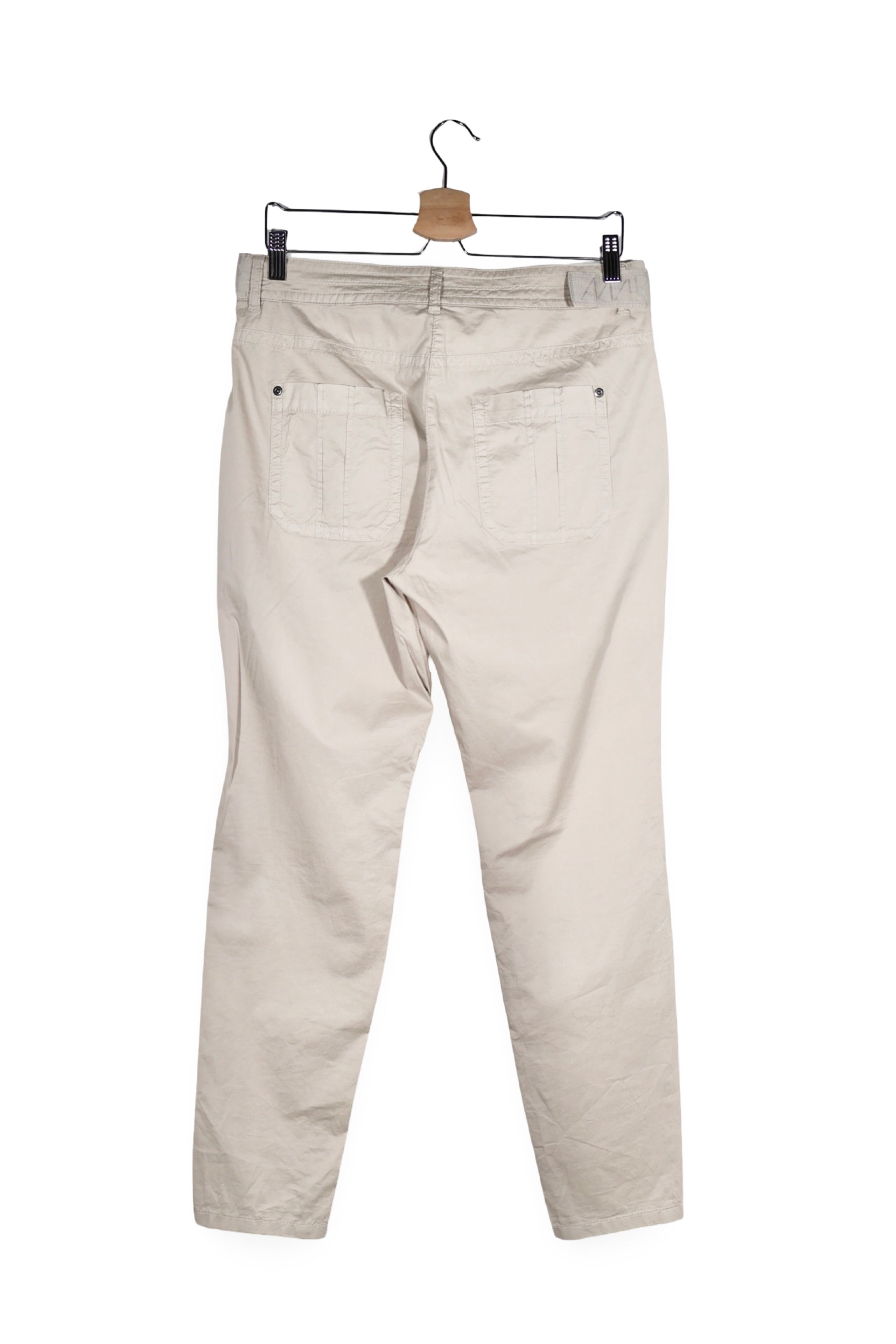 Pantaloni - MARC CAIN bej deschis din bumbac cu croială dreaptă – M – Femei - spate