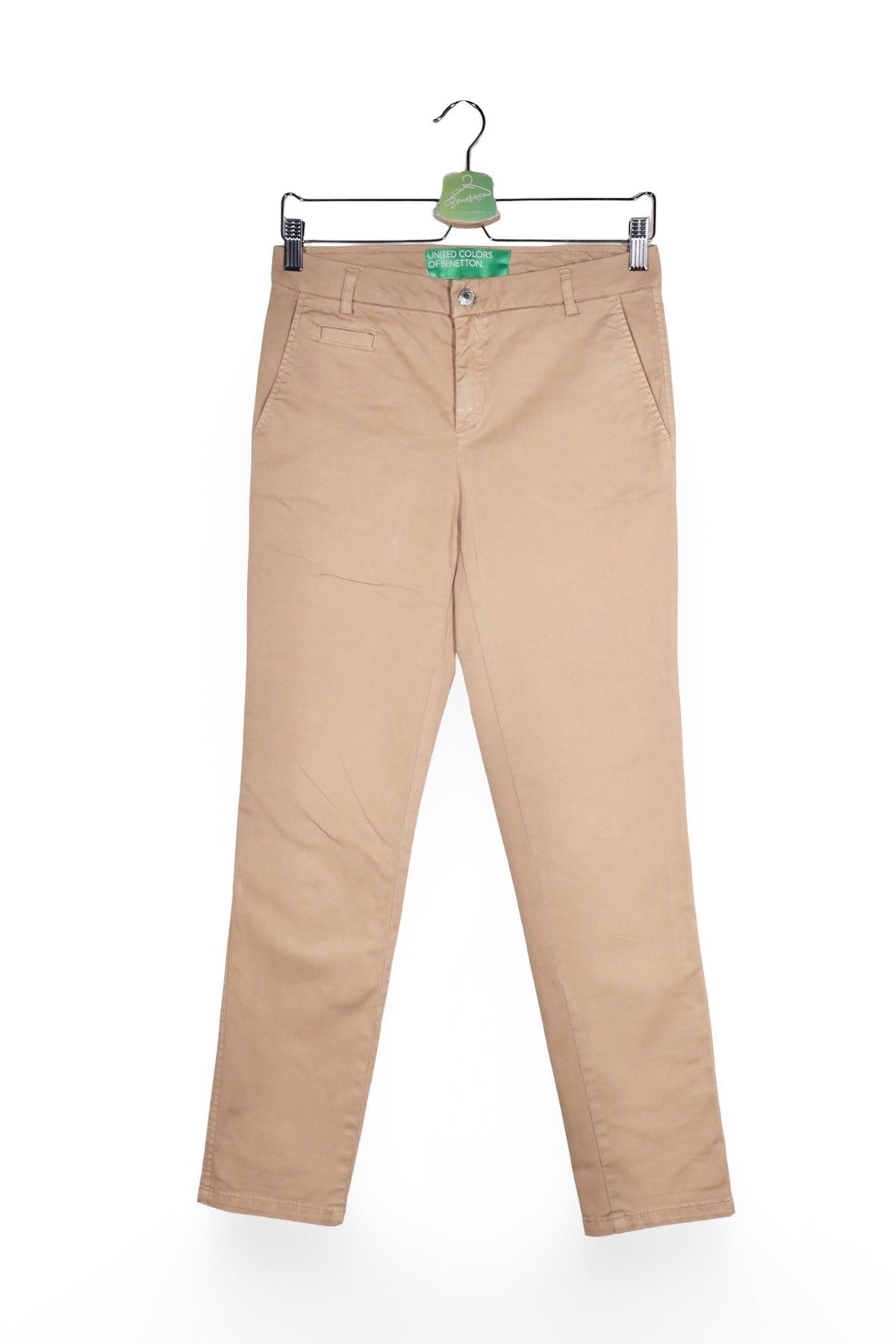 Pantaloni - Benetton bej din bumbac cu croiala dreapta – M – Femei - fata