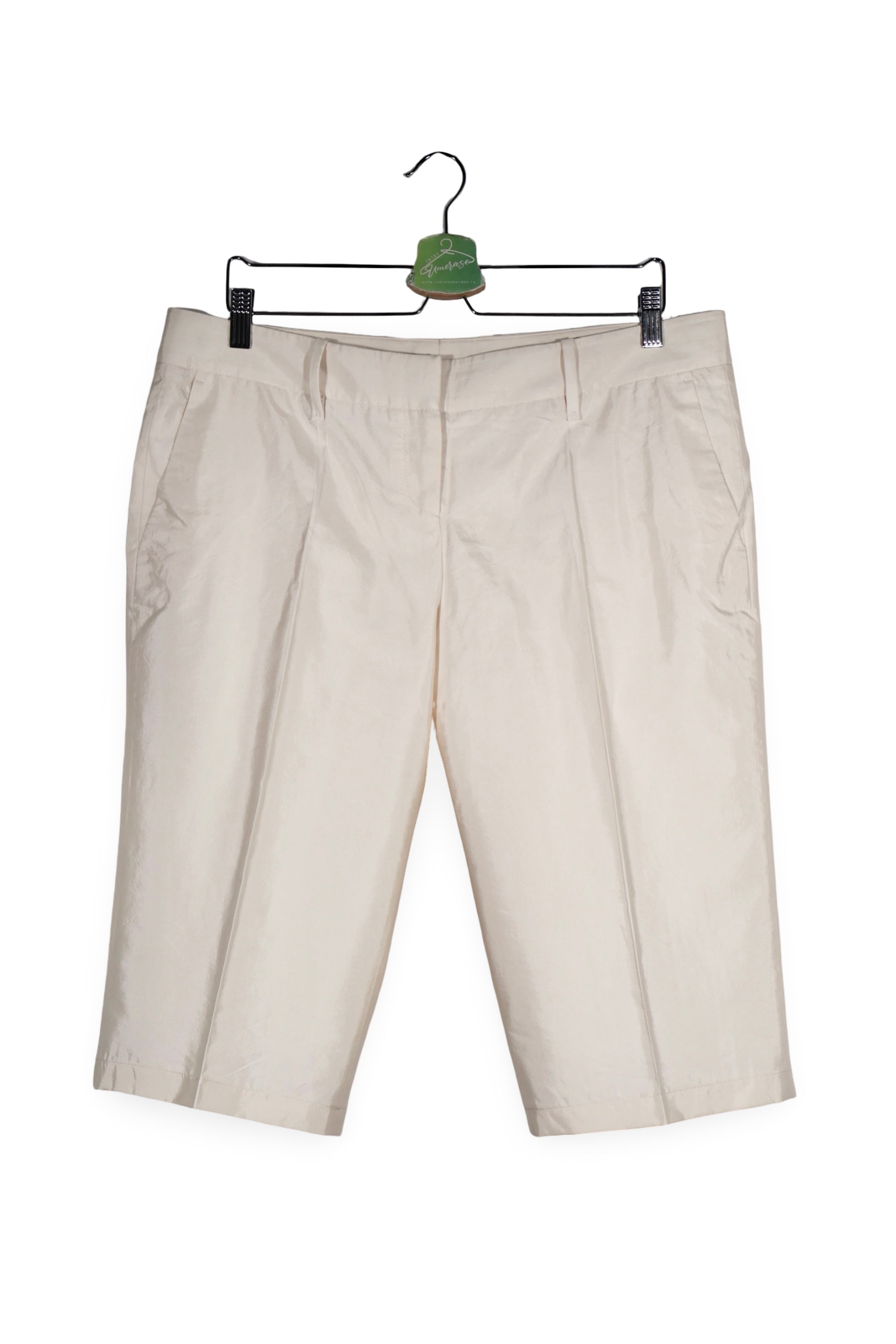 Pantaloni - BOSS Hugo Boss crem din bumbac / matase cu croială amplă – XL – Femei - fata