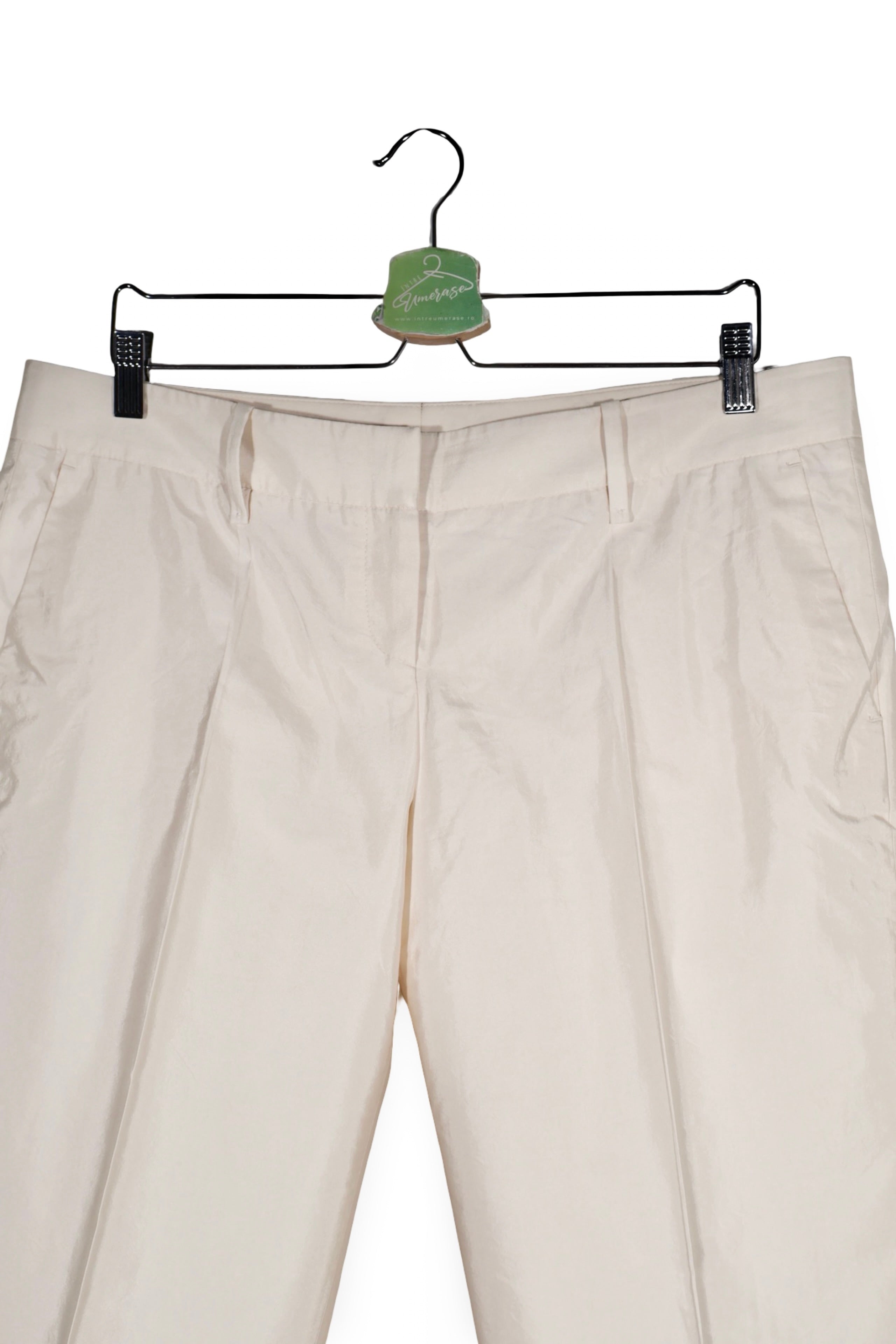 Pantaloni - BOSS Hugo Boss crem din bumbac / matase cu croială amplă – XL – Femei - detaliu