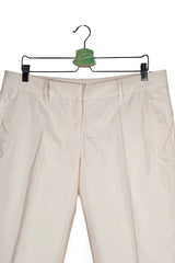 Pantaloni - BOSS Hugo Boss crem din bumbac / matase cu croială amplă – XL – Femei - detaliu