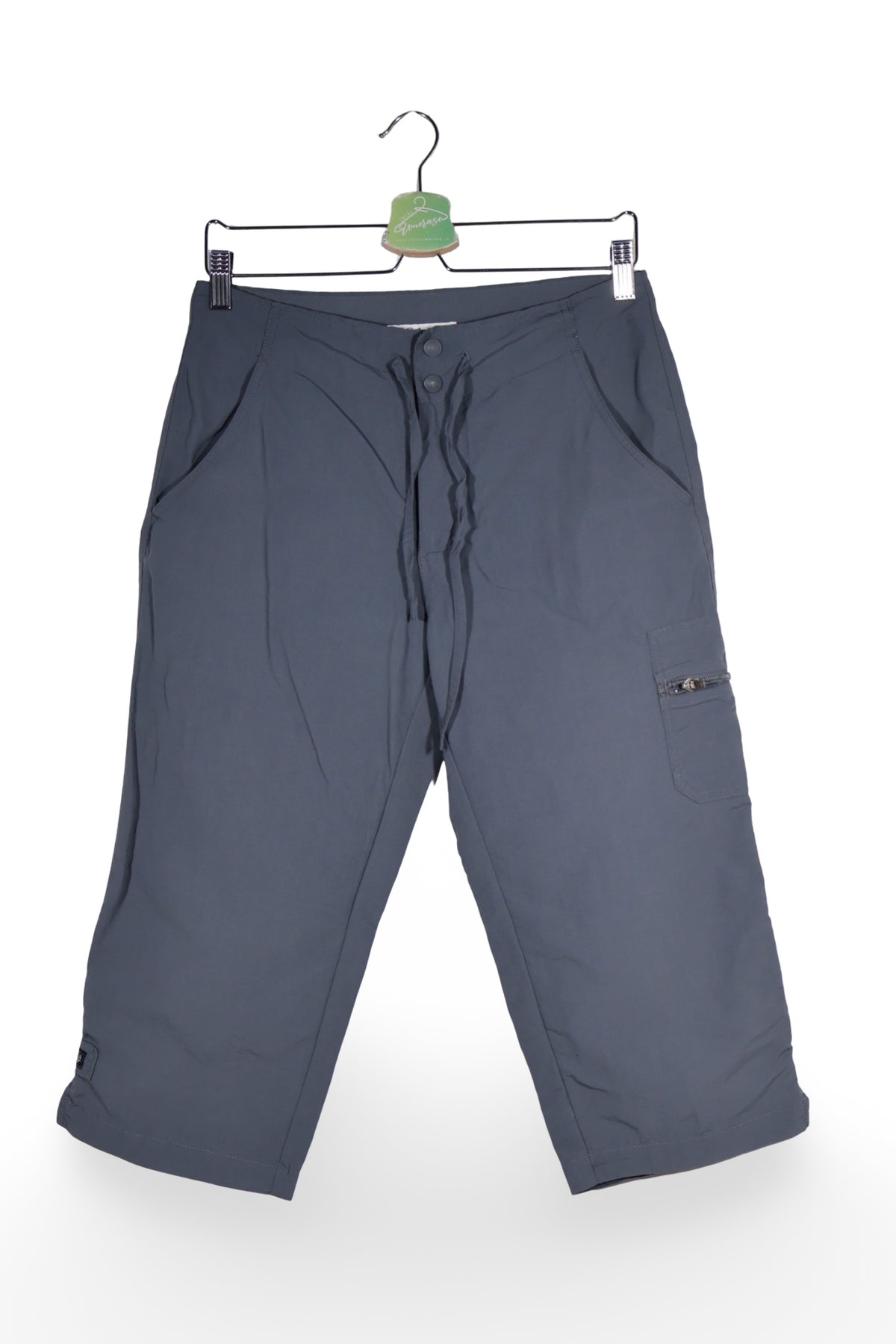 Pantaloni 2/3 - Columbia gri inchis din nylon cu croiala relaxata – S – Femei - fata