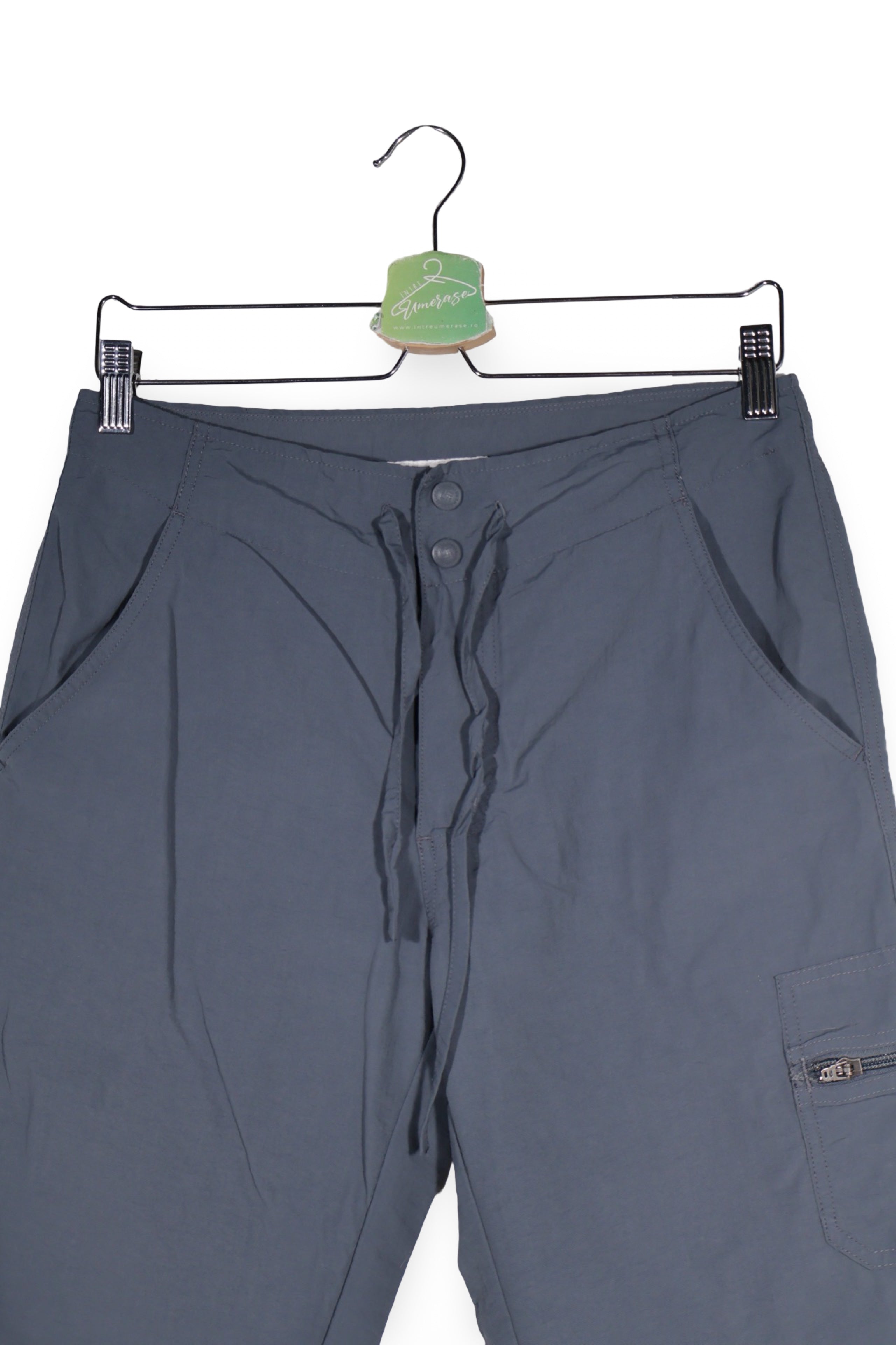 Pantaloni 2/3 - Columbia gri inchis din nylon cu croiala relaxata – S – Femei - detaliu