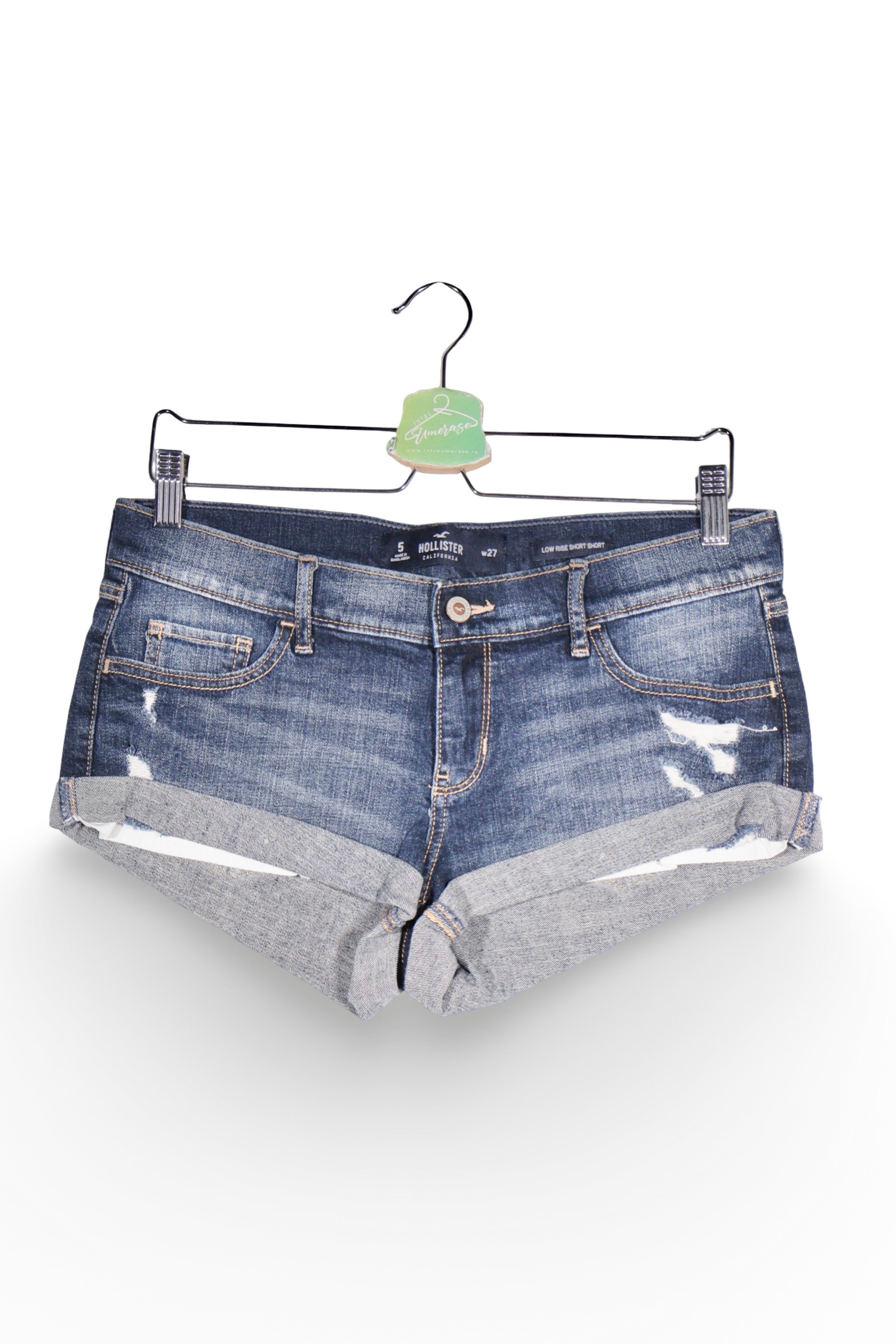 Blugi scurți - Hollister albaștri prespălați cu croială scurtă – S – Femei - fata