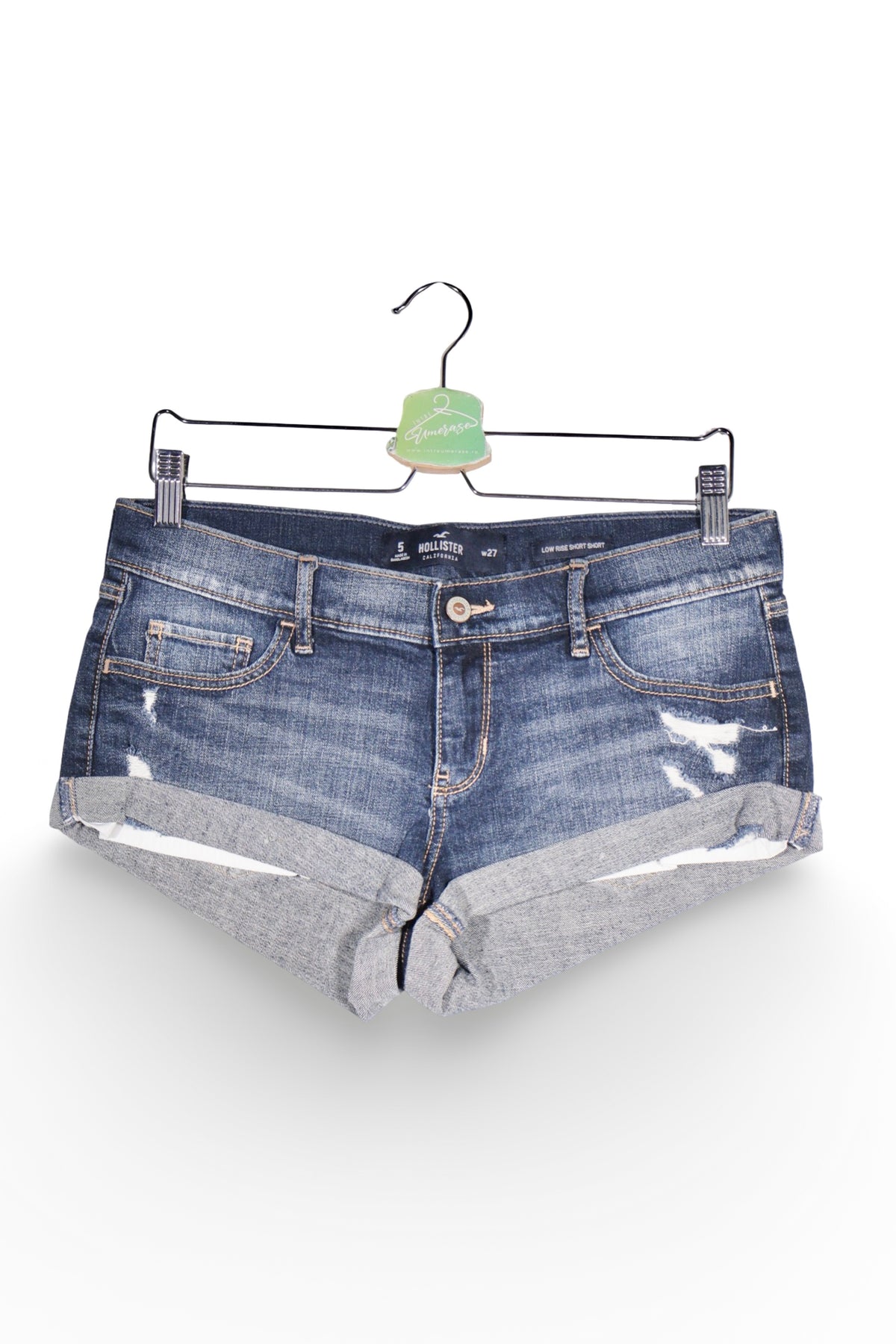 Blugi scurți - Hollister albaștri prespălați cu croială scurtă – S – Femei - fata