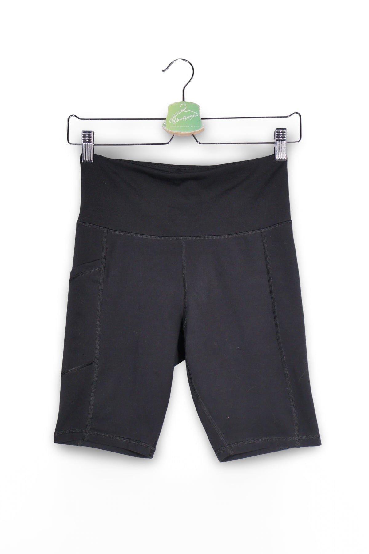 Pantaloni scurți - Champion negri elastici cu talie inalta – S – Femei - fata