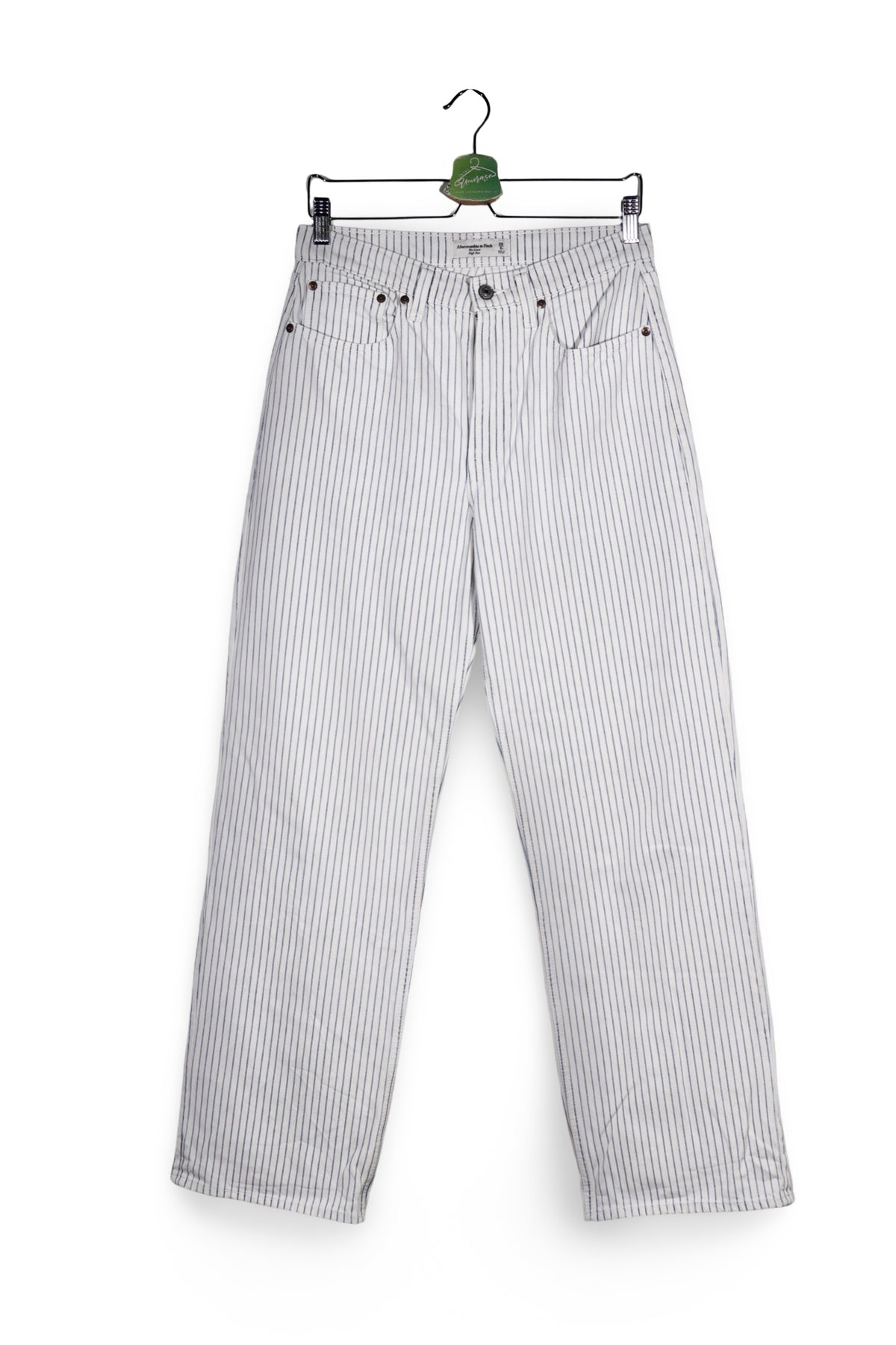 Blugi - Abercrombie&Fitch alb cu dungi albastre si croiala dreapta – W28 – Femei