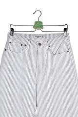 Blugi - Abercrombie&Fitch alb cu dungi albastre si croiala dreapta – W28 – Femei - detaliu