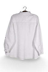 Cămașă - Alte Branduri albă din in cu broderie discretă la umeri – 3XL – Femei - detaliu