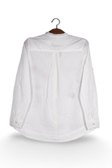 Cămașă - Desigual albă din bumbac cu imprimeu grafic colorat – S – Femei - spate