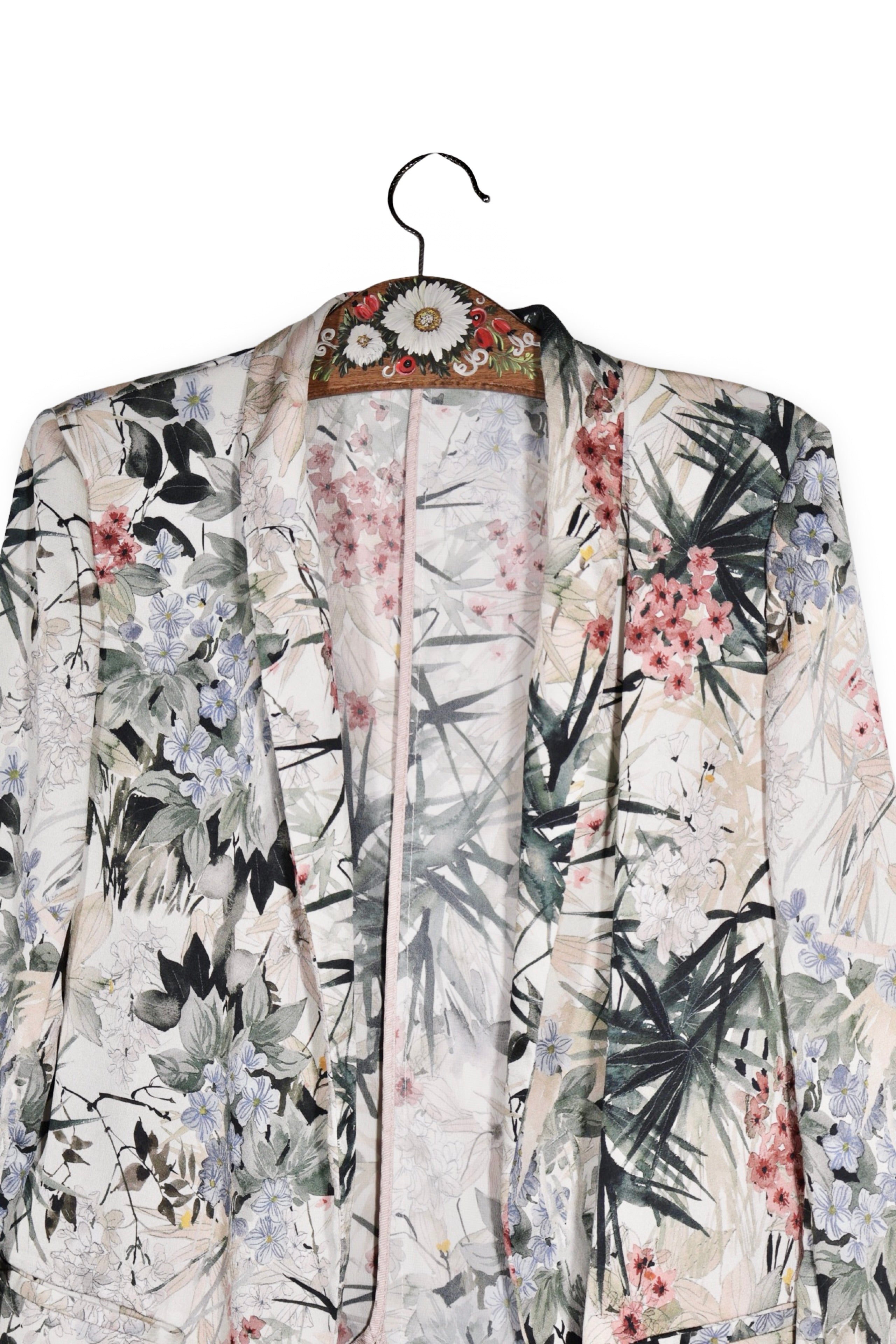 Sacou - ZARA floral multicolor cu croială lejeră – S – Femei - detaliu