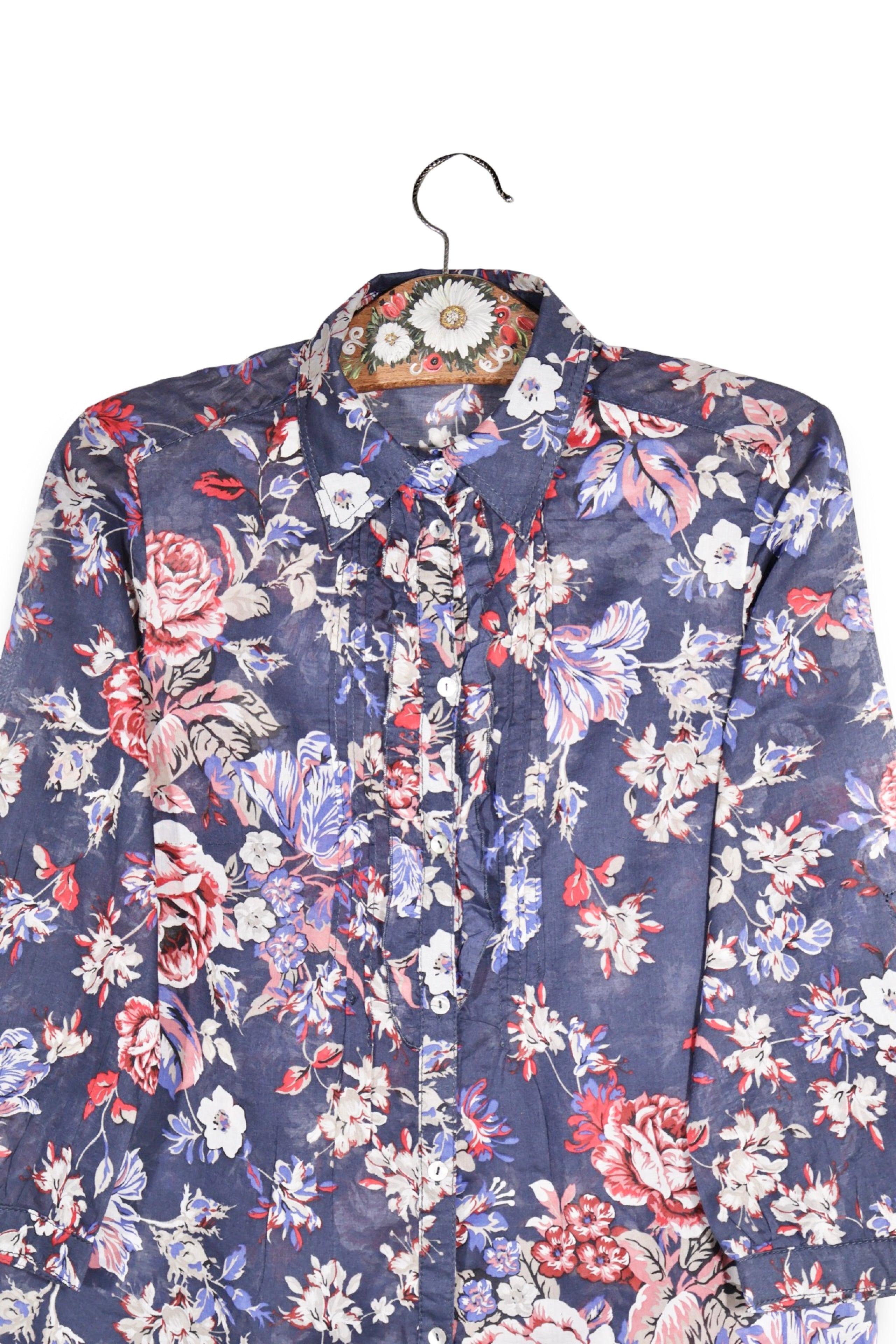 Cămașă - Gerry Weber bleumarin cu imprimeu floral multicolor – S – Femei - detaliu