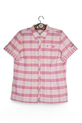 Cămașă - Schoffel roz cu carouri fine si croială regular – M – Femei - fata