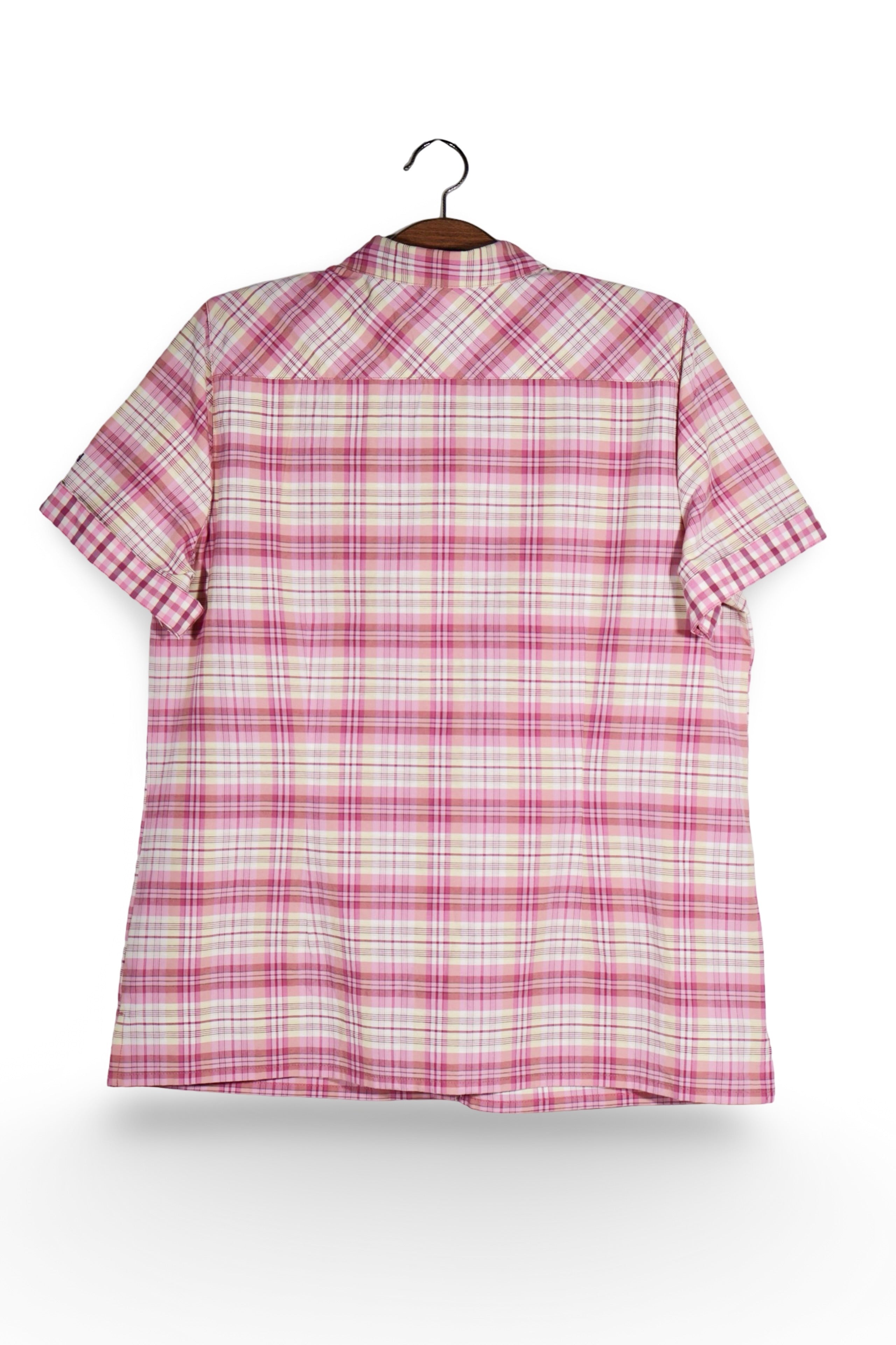 Cămașă - Schoffel roz cu carouri fine si croială regular – M – Femei - spate
