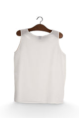 Top - Vintage alb fildes din mătase cu linie simplă – M – Femei - spate