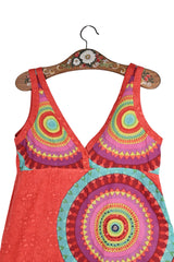 Top - Desigual multicolor cu imprimeu circular si croiala lejera – M – Femei - detaliu