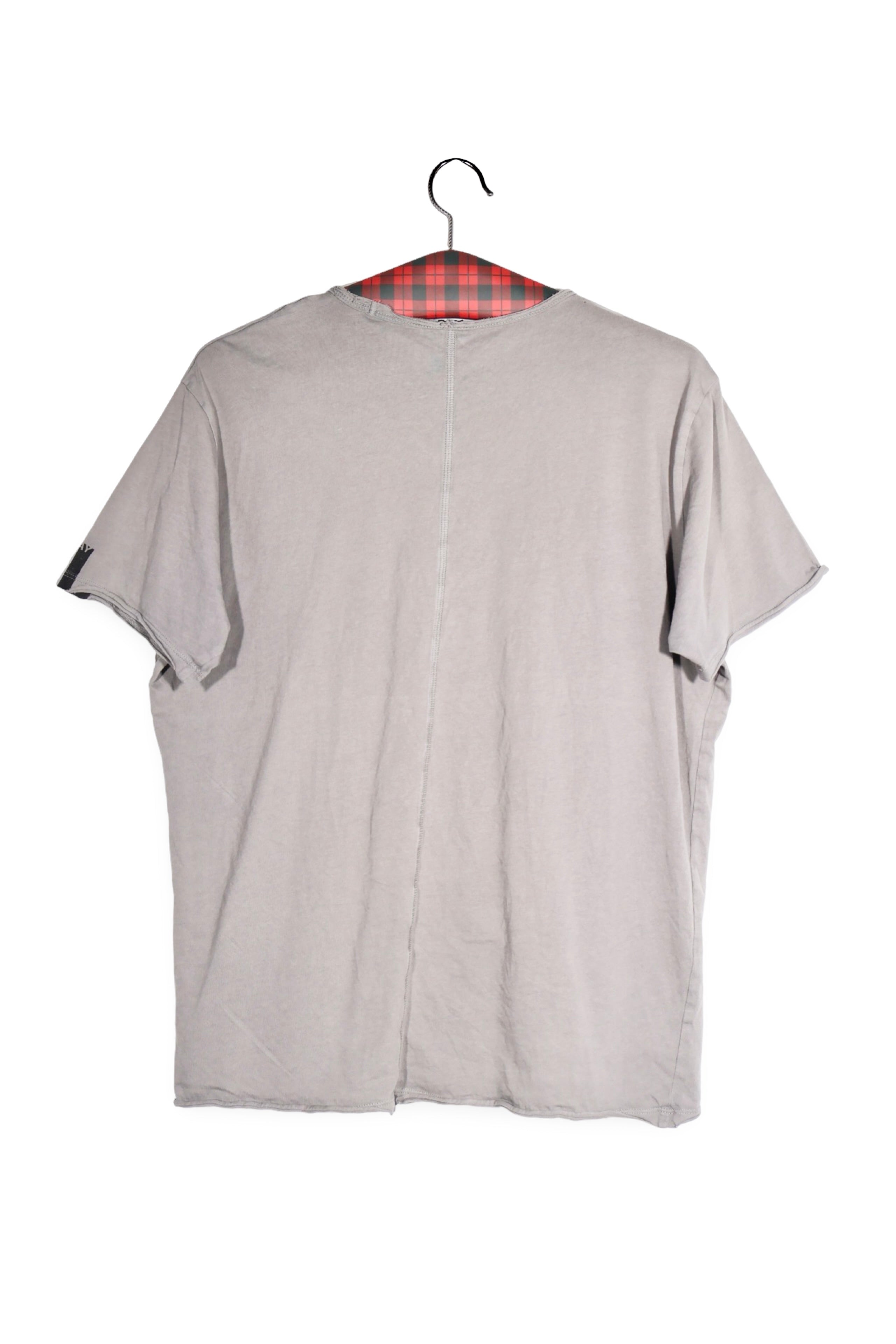 Tricou - Replay gri deschis din bumbac cu decolteu in V – M – Bărbați - spate