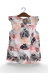 Top - s.Oliver din in cu imprimeu tropical in nuante pastel – M – Femei - spate