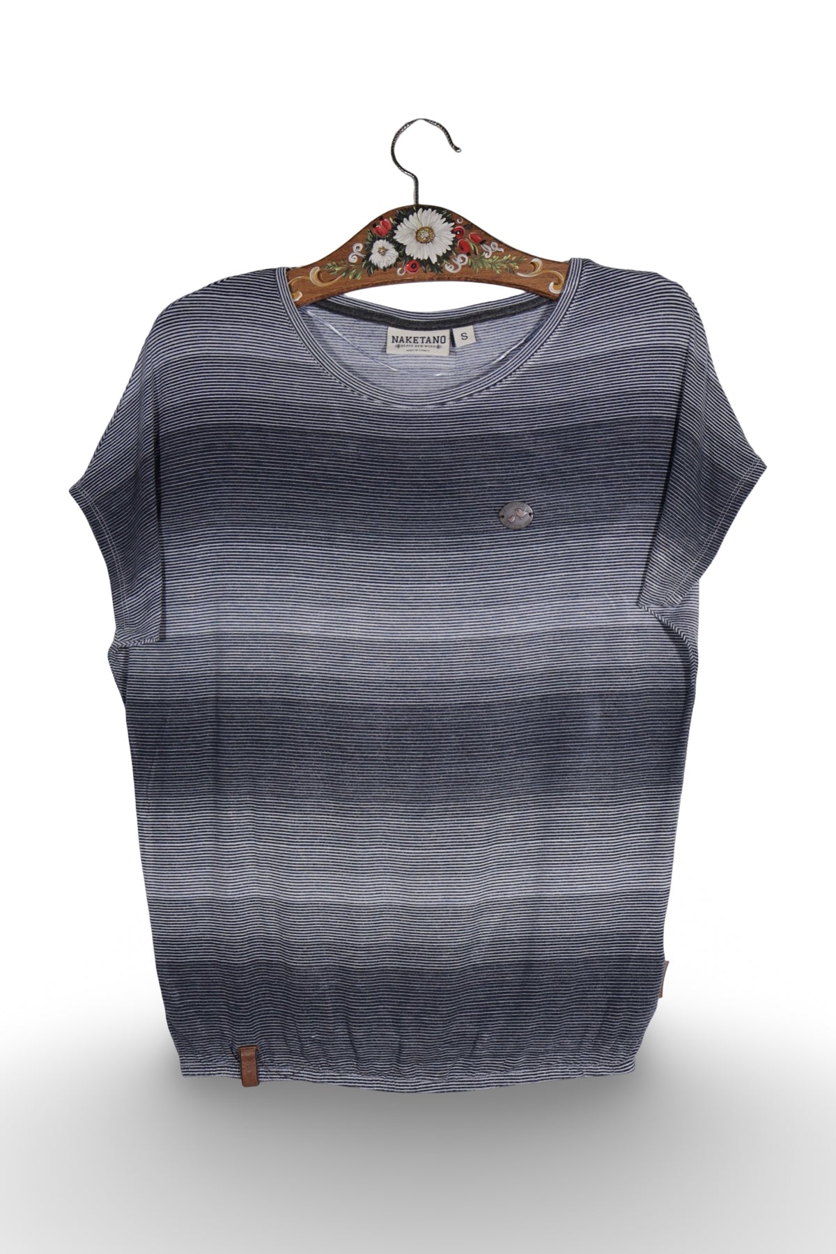 Tricou - Naketano bleumarin cu dungi fine si croiala lejera – S – Femei - fata