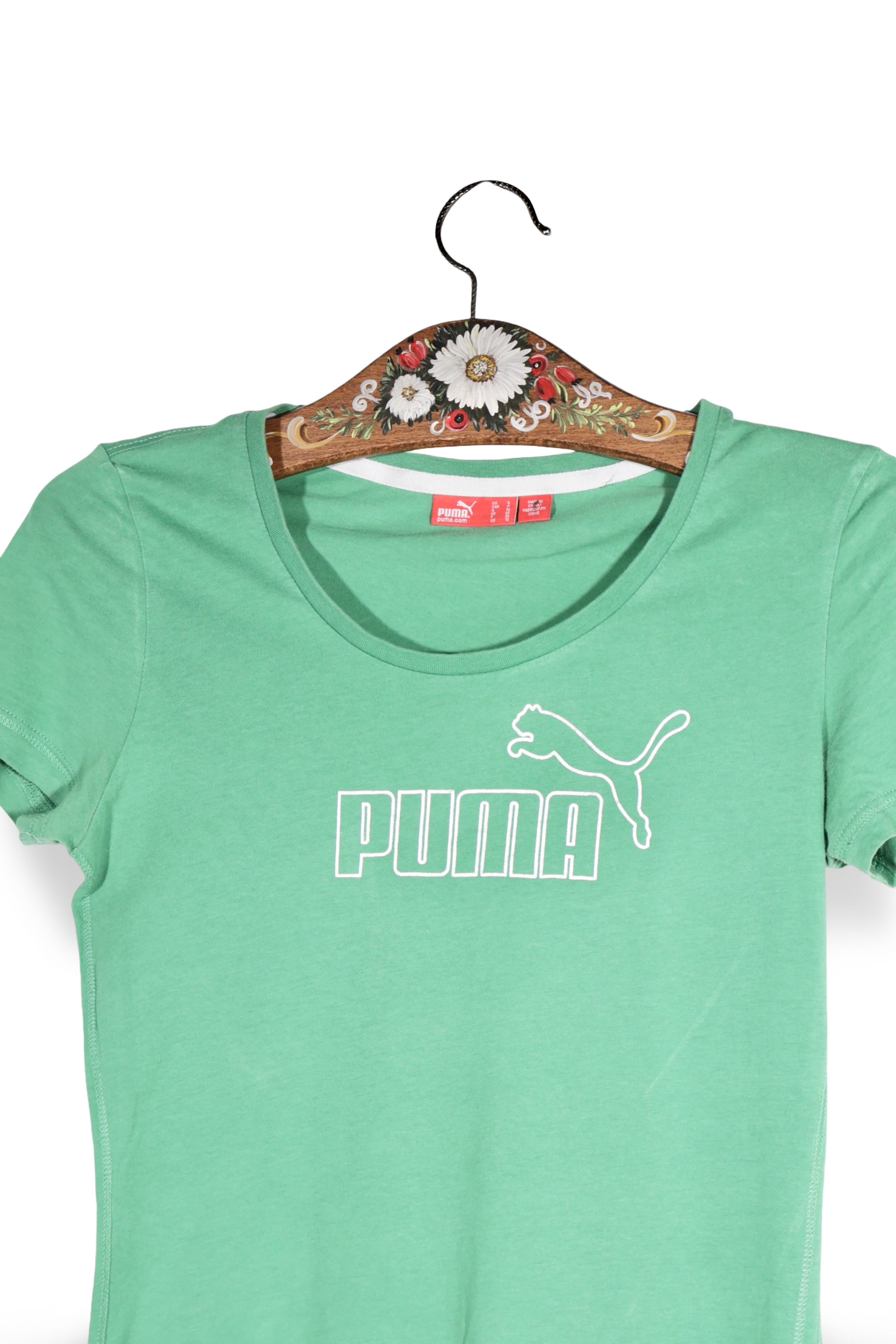 Tricou - PUMA verde menta din bumbac cu croiala slim – M – Femei - detaliu