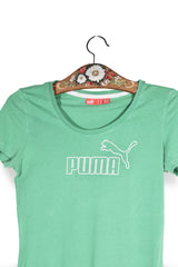 Tricou - PUMA verde menta din bumbac cu croiala slim – M – Femei - detaliu