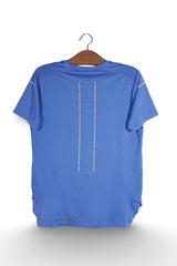 Tricou - ASICS albastru din poliester cu detalii reflective – L – Femei - spate