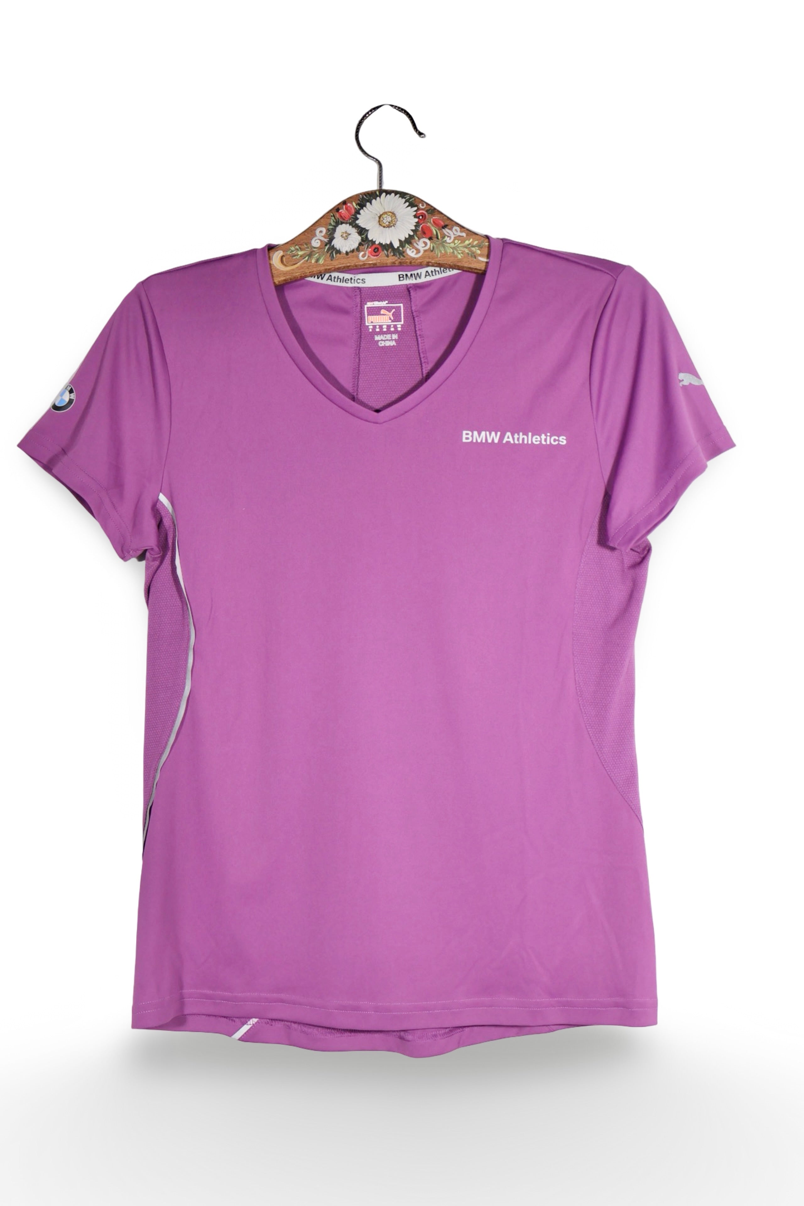 Tricou - PUMA violet cu croială sport și detalii reflective – S – Femei - fata
