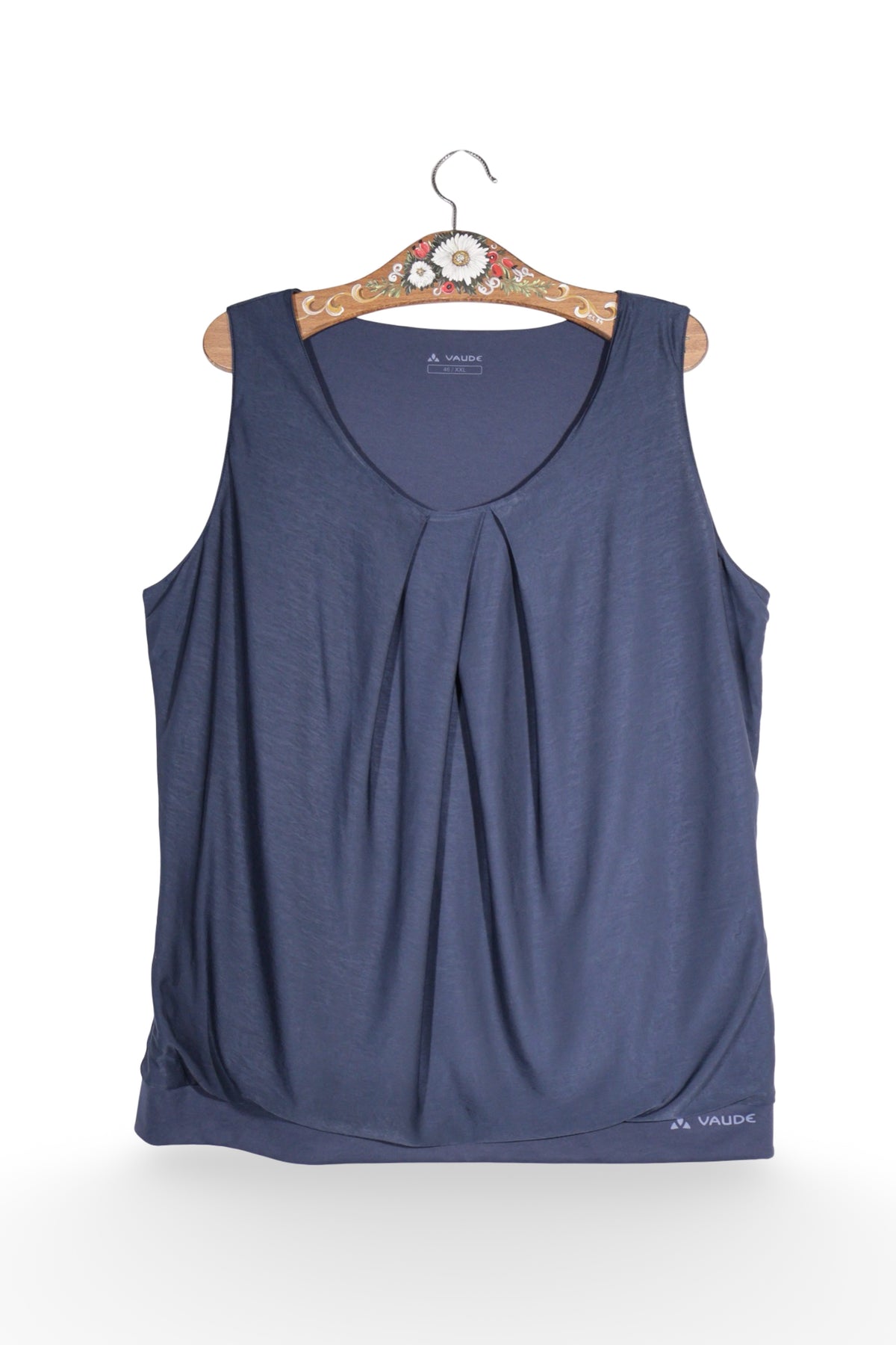 Top - Vaude bleumarin cu pliuri frontale – XXL – Femei - fata