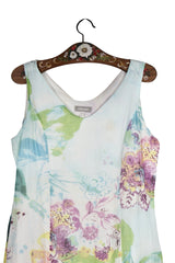 Rochie - Premium din bumbac&matase cu imprimeu floral pastel si croială evazată – L – Femei - detaliu